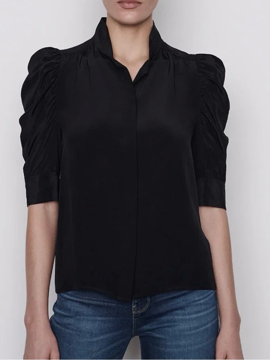 Frame | Gillian Puff-Sleeve Silk Top